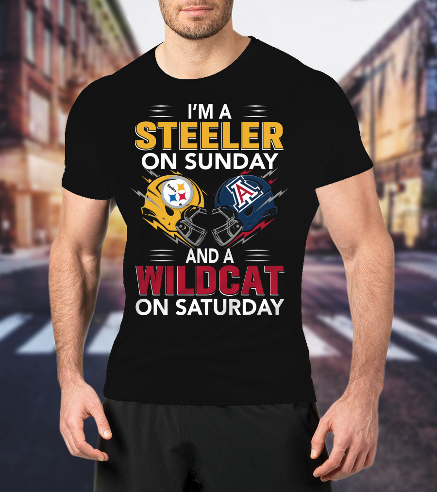 I'm A Steeler On Sunday And A Wildcat On Saturday Helmet Clash T-Shirt
