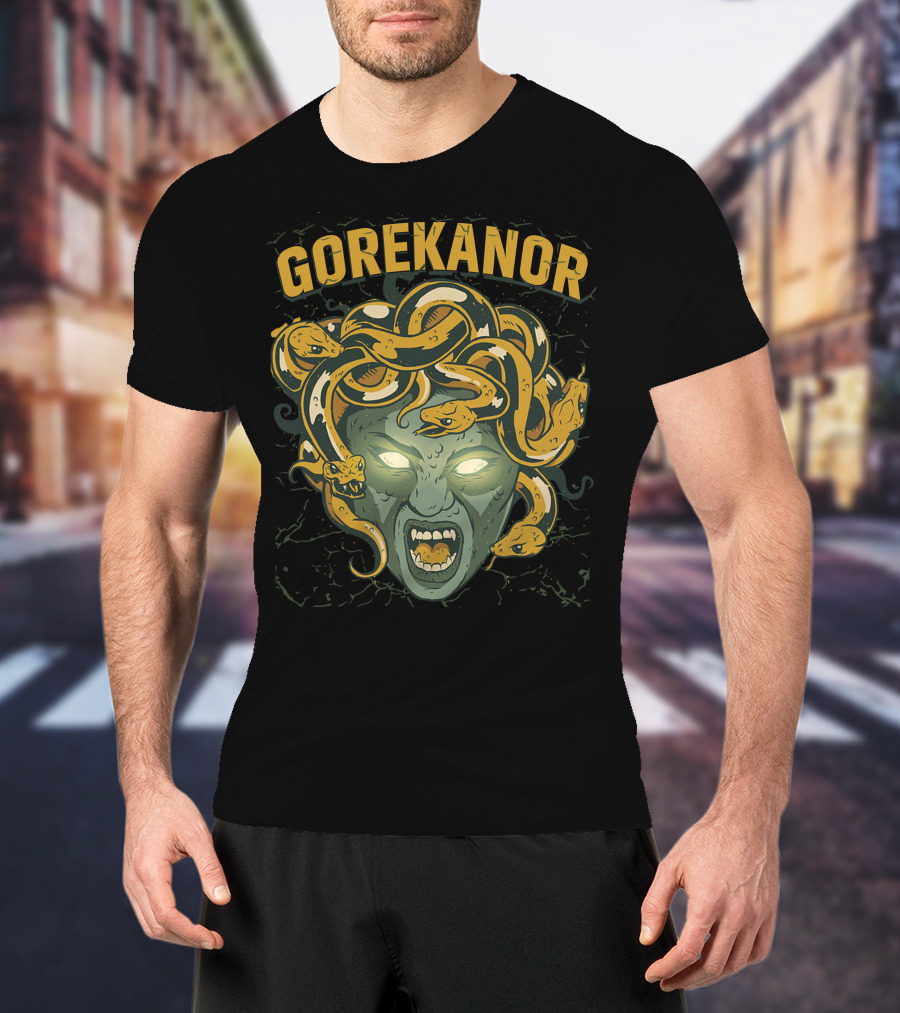 Gorekanor Medusa Snakes Glowing Eyes T-Shirt