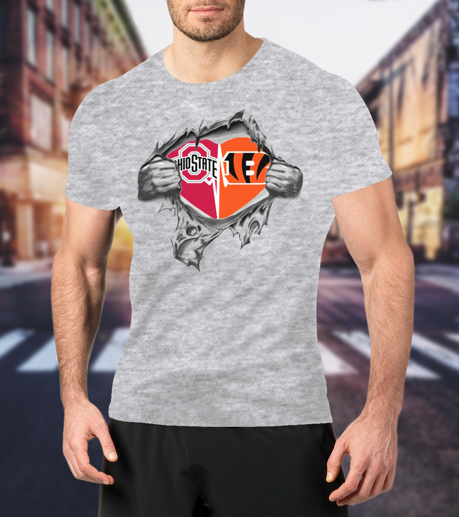 Ohio State Buckeyes Cincinnati Bengals Heart T-Shirt