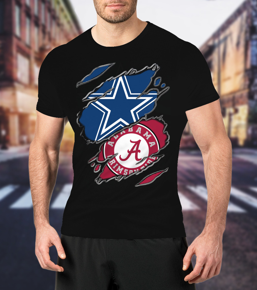 Dallas Cowboys Star Alabama Crimson Tide Crimson And White T-Shirt