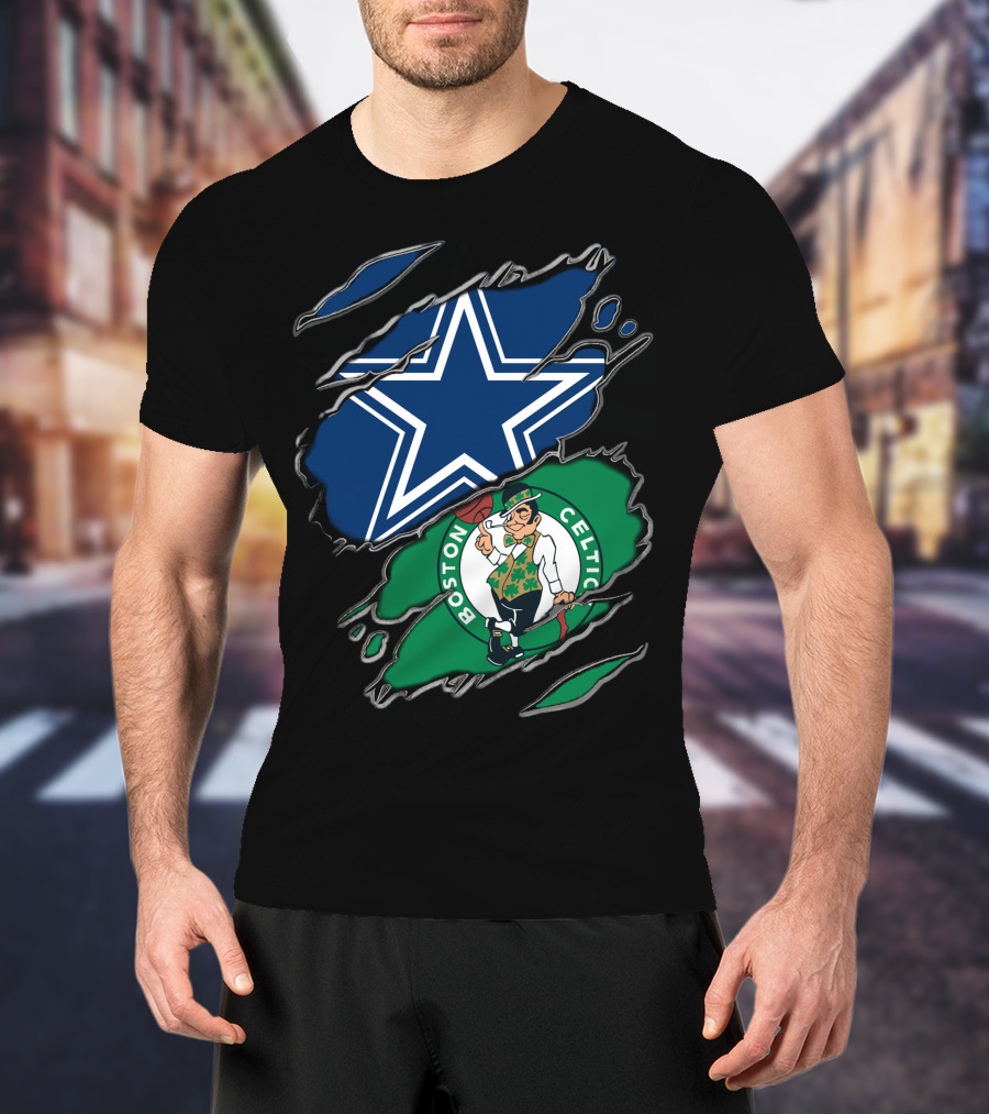 Dallas Cowboys And Boston Celtics Sports Fans Unite T-Shirt