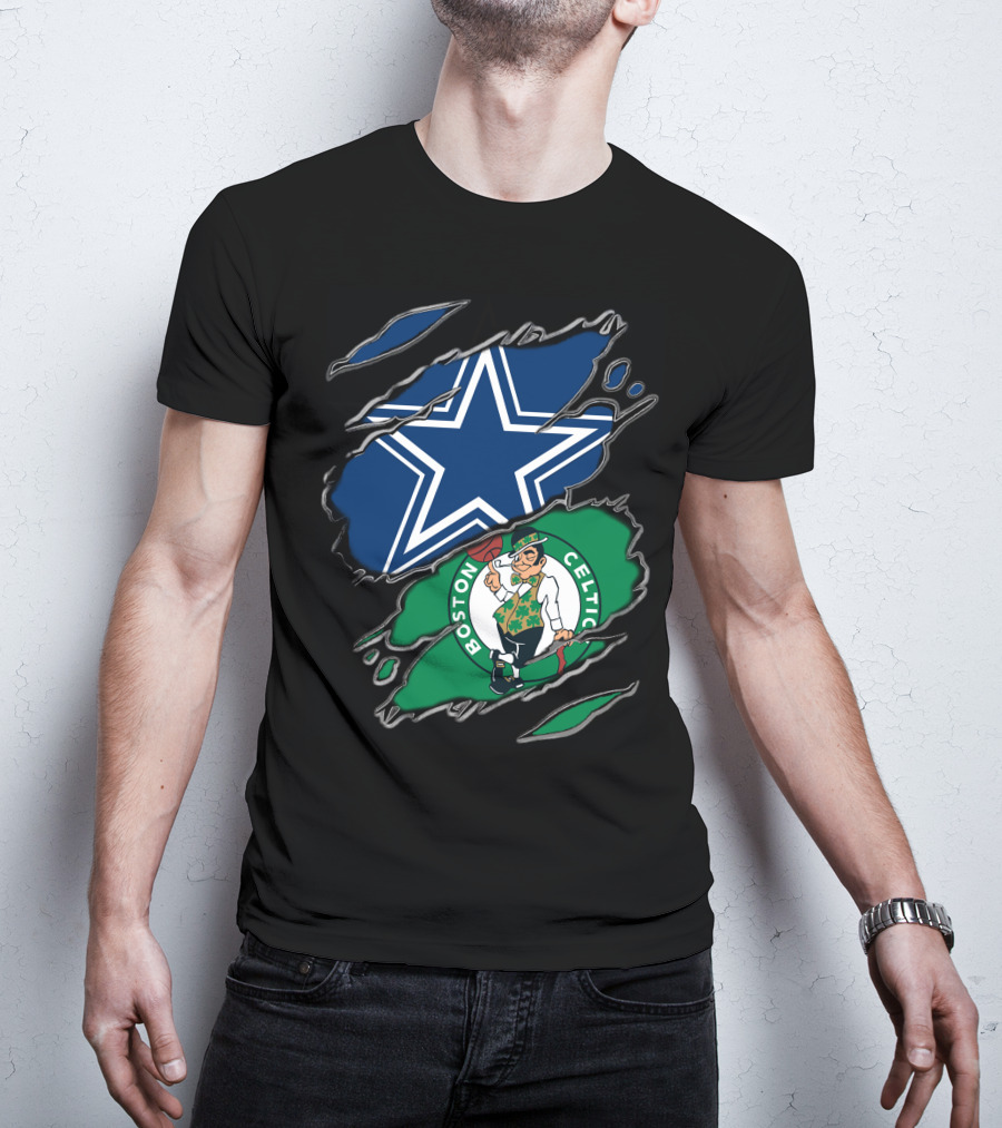 Dallas Cowboys And Boston Celtics Sports Fans Unite T-Shirt