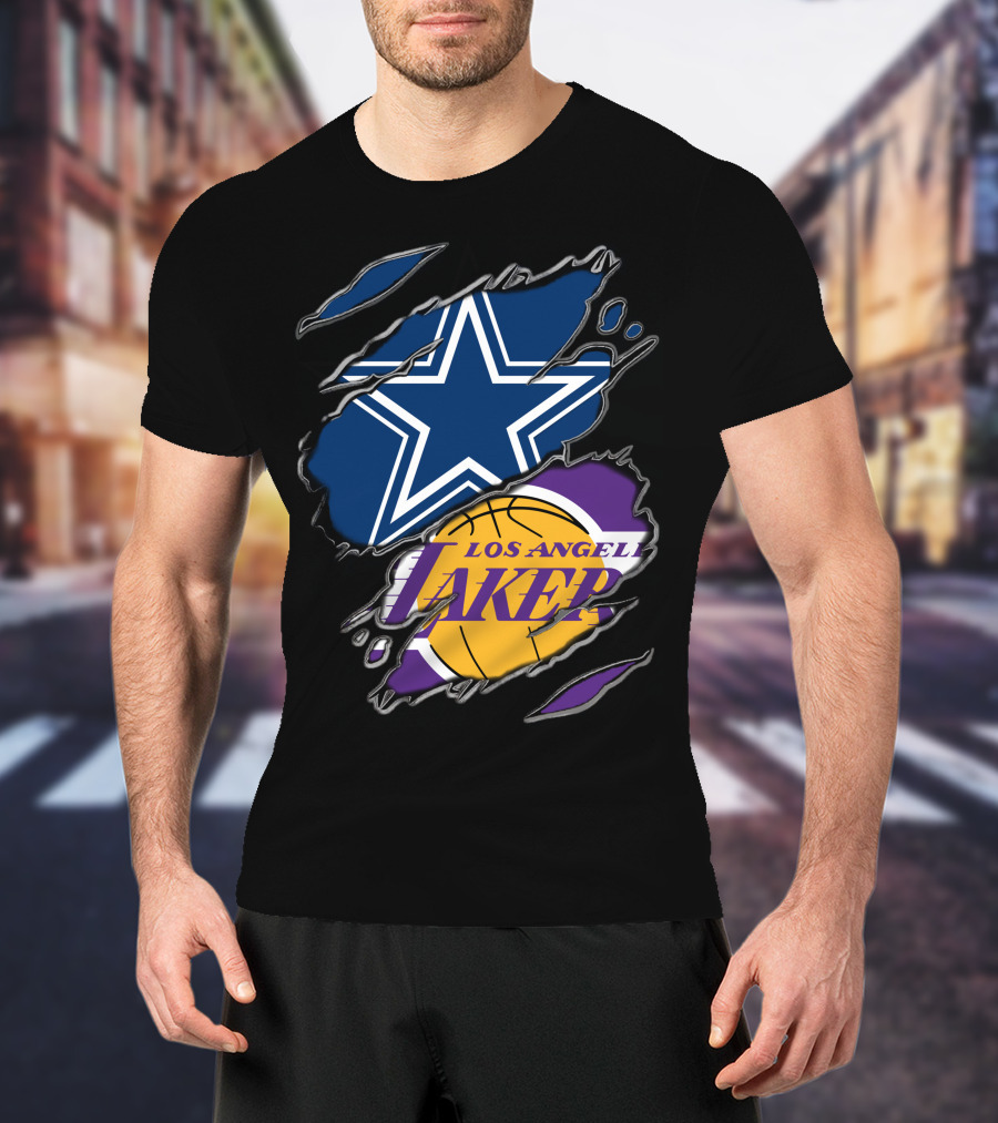Dallas Cowboys Los Angeles Lakers Fan Crossover T-Shirt