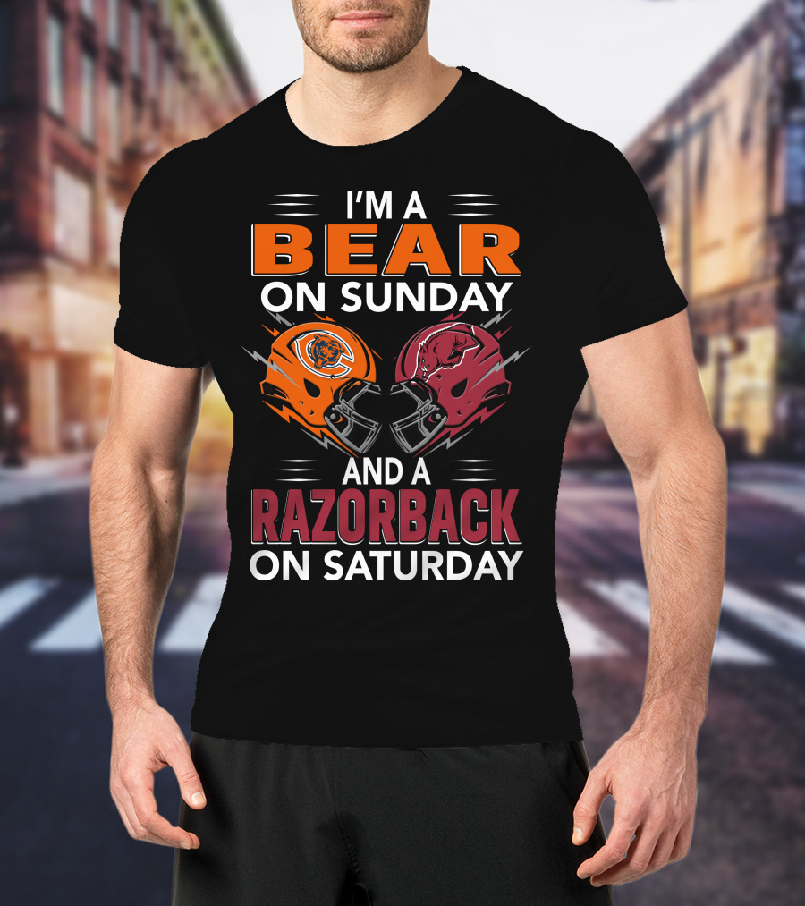 I'm A Bear On Sunday And A Razorback On Saturday Sports Football Helmets T-Shirt