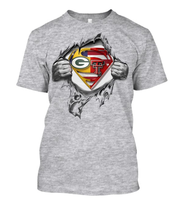 Packers Texas Tech Superhero Symbol Peeking T-Shirt