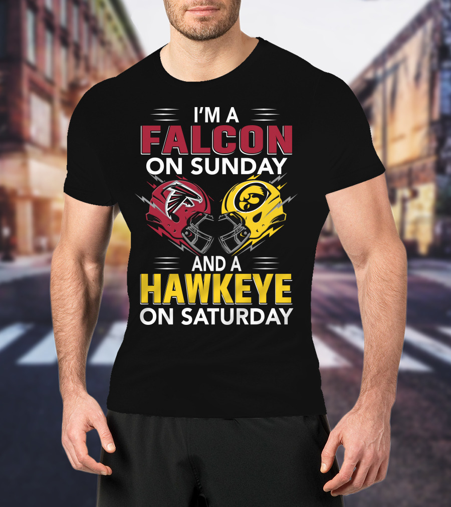 I'm A Falcon On Sunday And A Hawkeye On Saturday Football Helmets T-Shirt