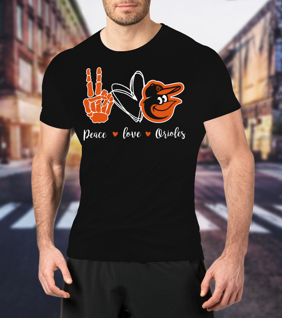 Peace Love Orioles Baltimore Orioles T-Shirt