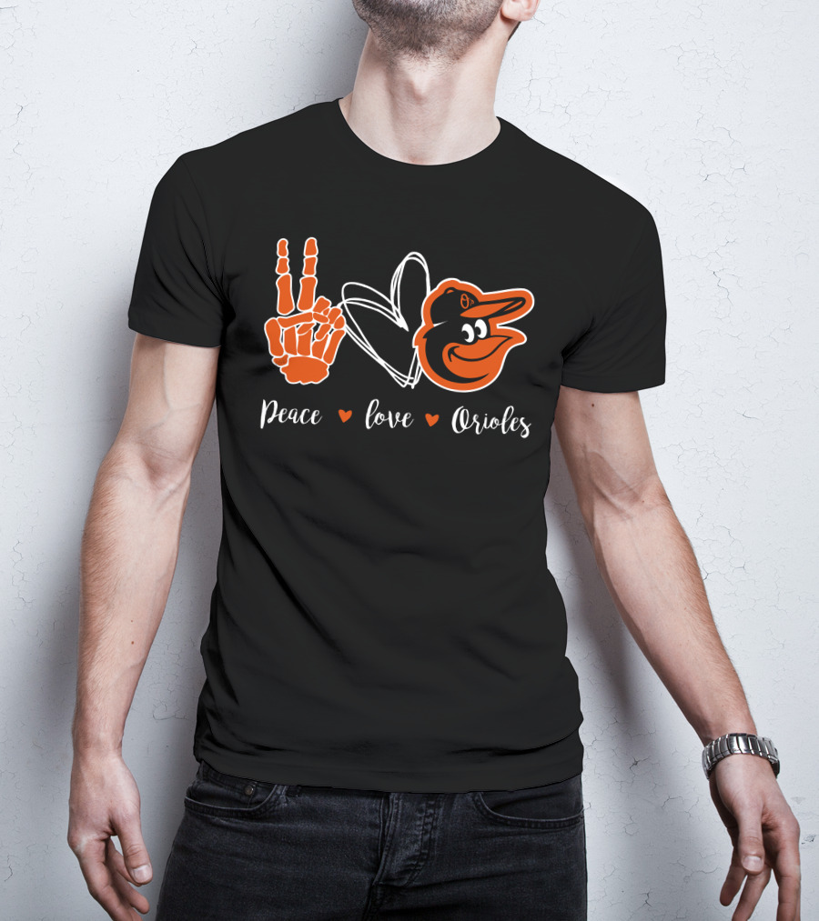 Peace Love Orioles Baltimore Orioles T-Shirt