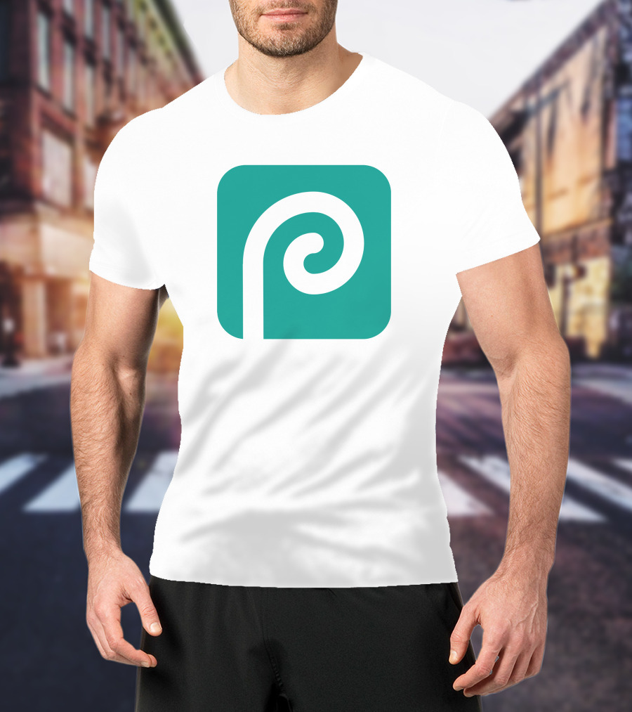Photopea Logo Green Square Icon With White Curved P T-Shirt