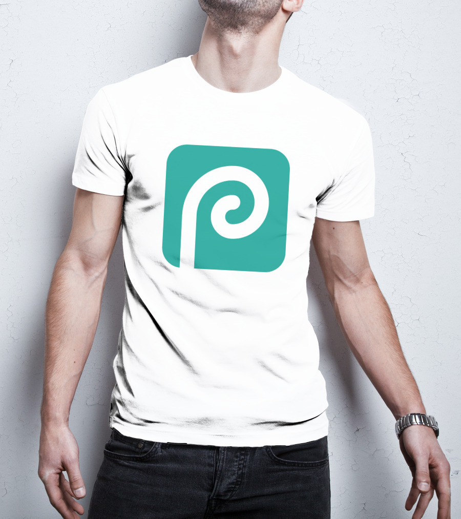 Photopea Logo Green Square Icon With White Curved P T-Shirt