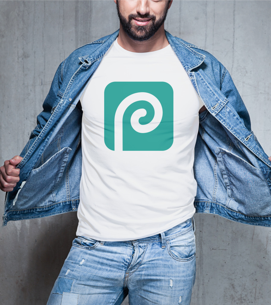 Photopea Logo Green Square Icon With White Curved P T-Shirt