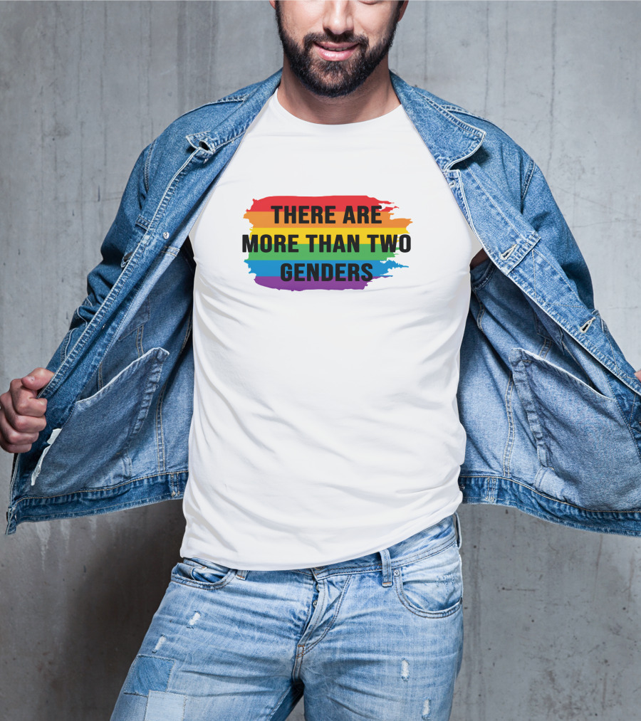 THERE ARE MORE THAN TWO GENDERS Rainbow Pride Flag T-Shirt