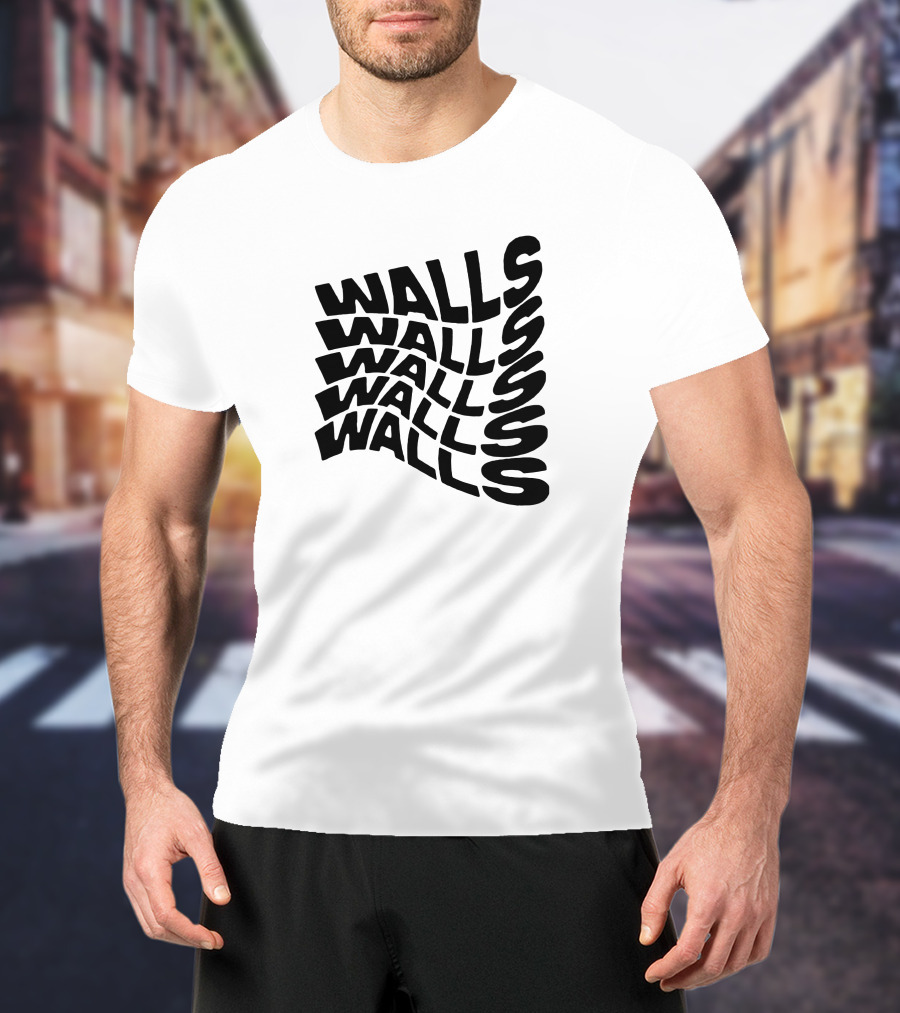 Wavy Black Walls Text Distortion T-Shirt