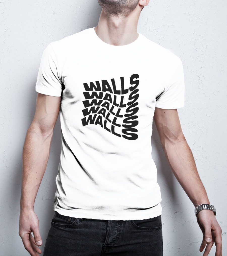 Wavy Black Walls Text Distortion T-Shirt