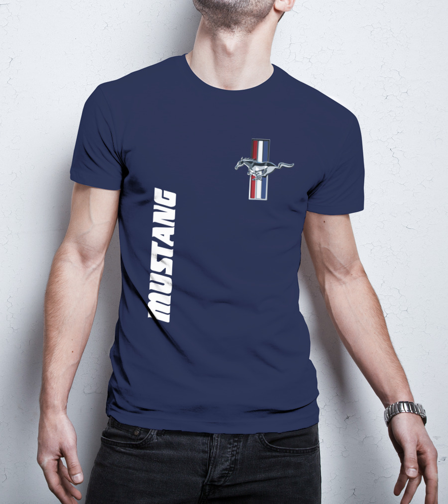 Mustang Running Horse Emblem Navy Blue T-Shirt