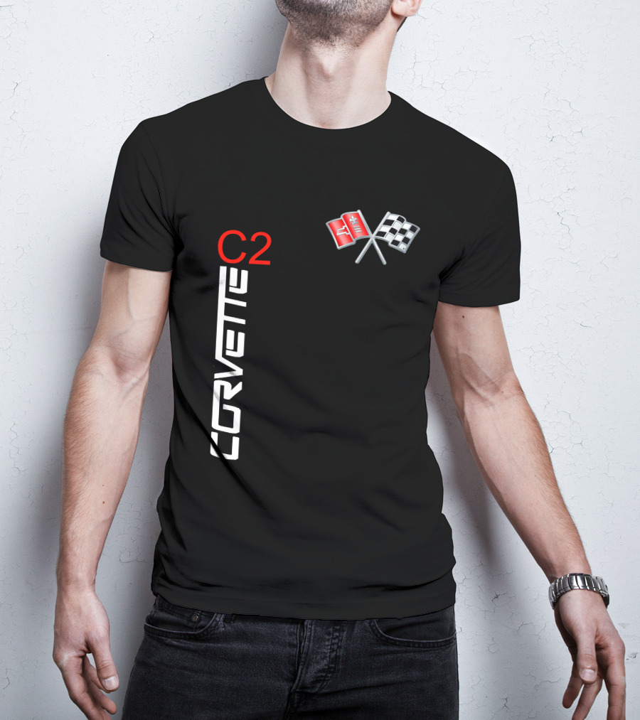 CORVETTE C2 Crossed Flags Emblem T-Shirt