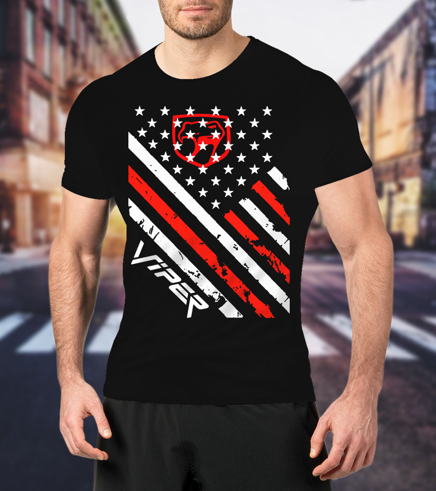 Dodge Viper American Flag Stripes And Stars T-Shirt