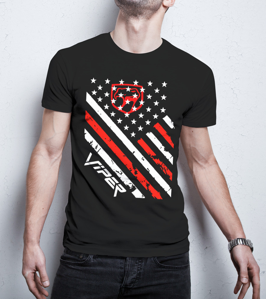 Dodge Viper American Flag Stripes And Stars T-Shirt