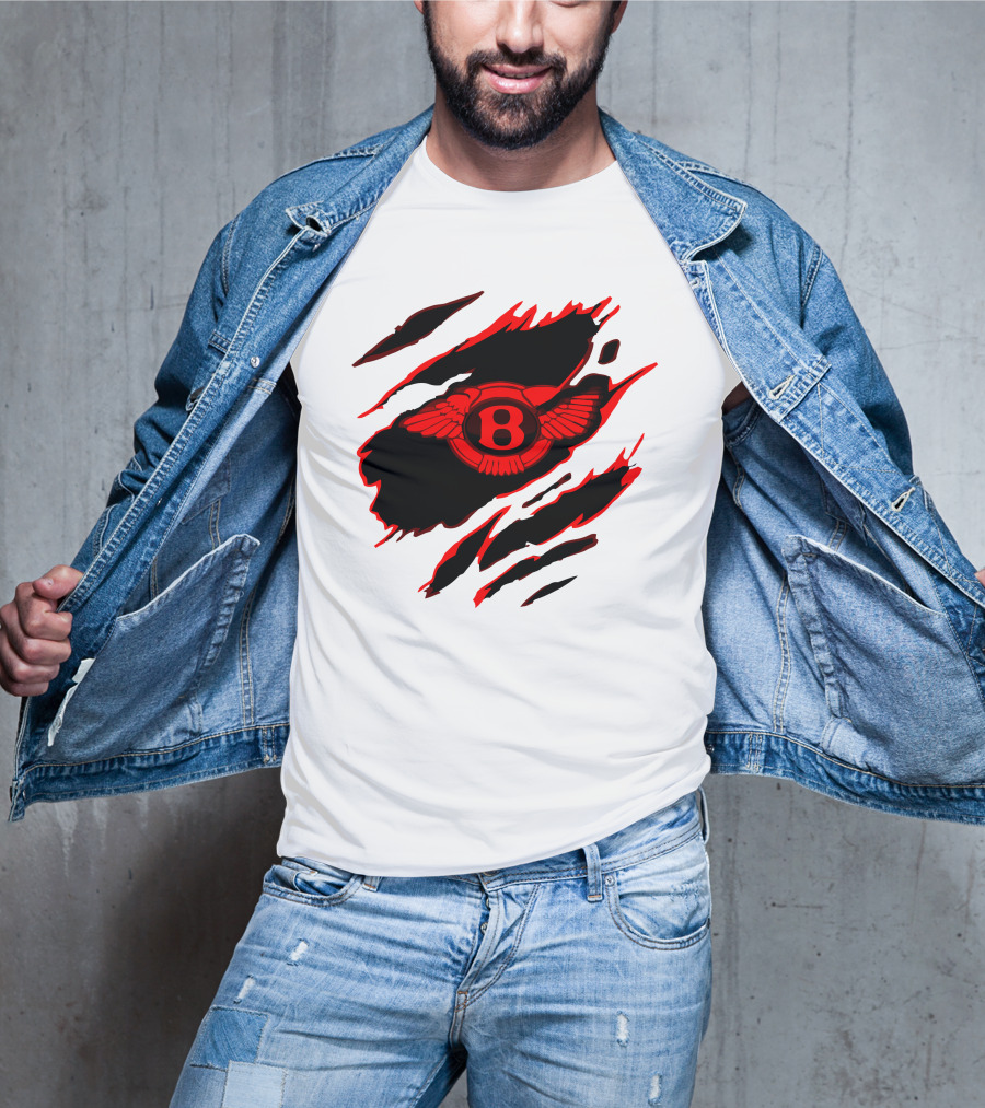 Bentley Red Winged Logo With Claw Marks T-Shirt