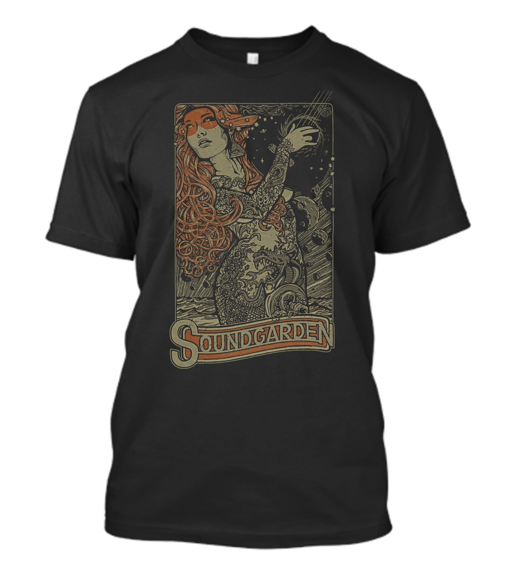 Soundgarden Psychedelic Art Nouveau Style Mystical Woman And Cosmic T-Shirt
