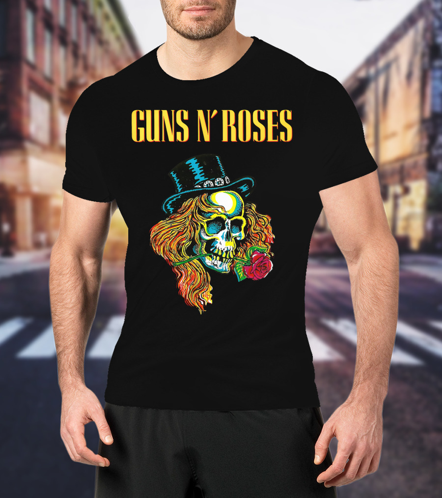 Guns N' Roses Skull With Hat And Rose T-Shirt