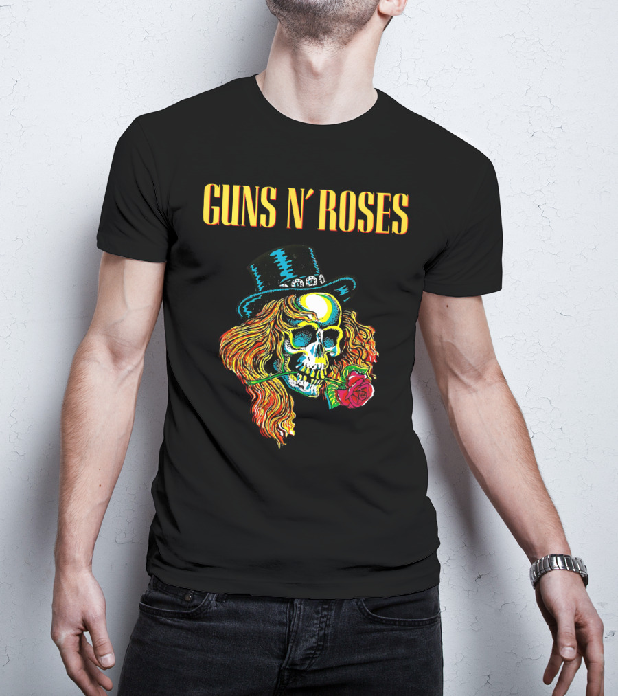 Guns N' Roses Skull With Hat And Rose T-Shirt