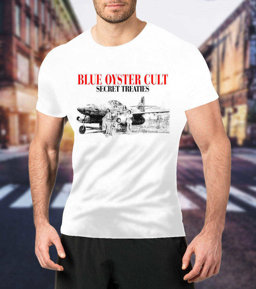 BLUE OYSTER CULT SECRET TREATIES Airplane Band Members Sketch T-Shirt