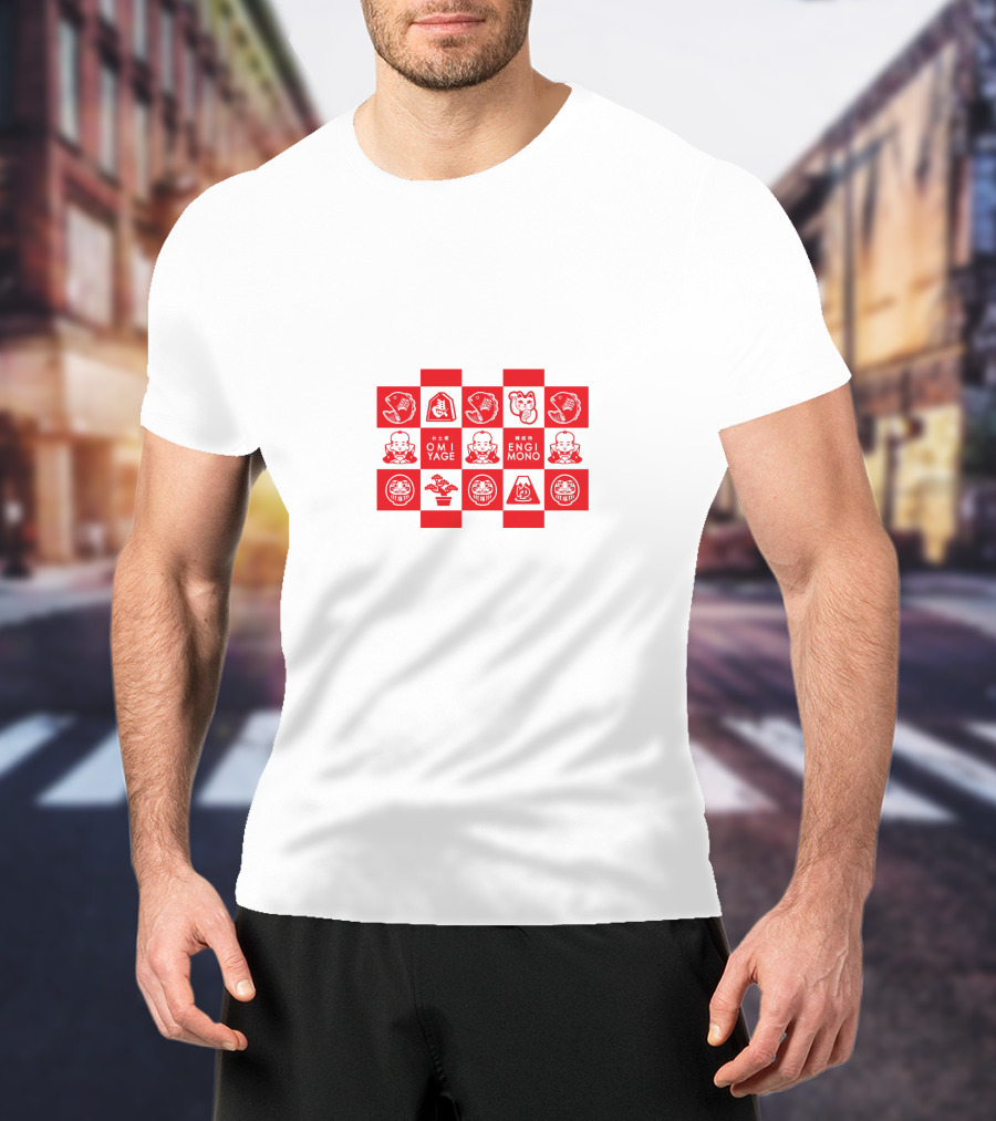 Uniqlo Omiyage Engimono Icons Red White Blocks T-Shirt
