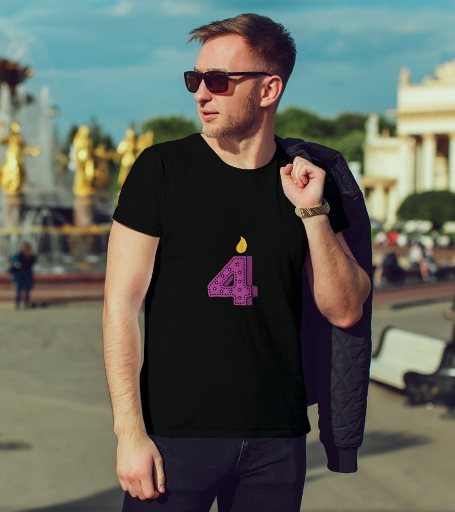 Four Pink Candle With Stars And Flame T-Shirt