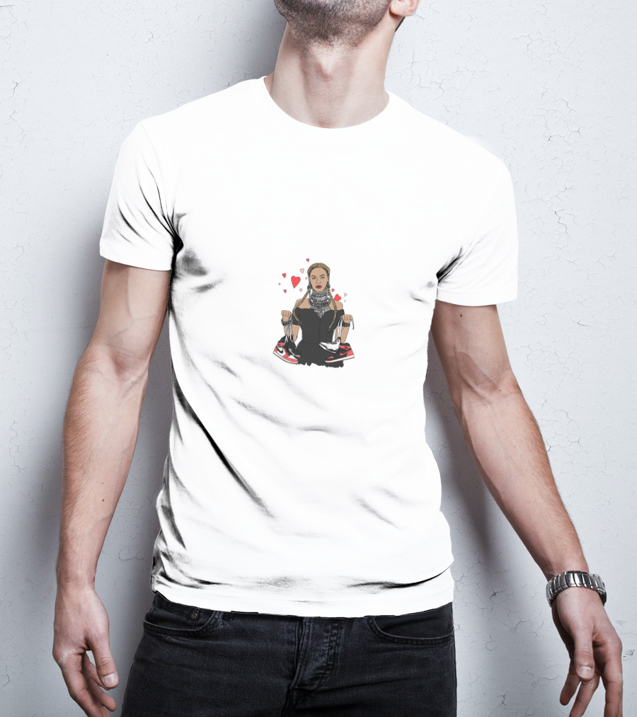 Beyonce Holding Sneakers With Red Hearts T-Shirt