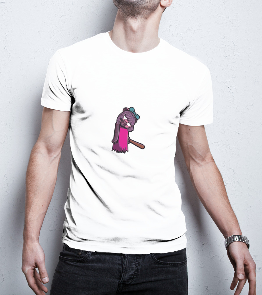 Kindly Keyin Bat-Wielding Purple Bear Character T-Shirt