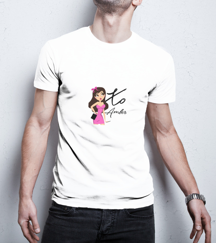 Xo Amber Scholl Pink Dress Cartoon T-Shirt