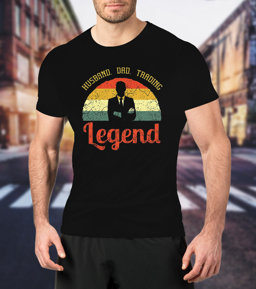 Husband Dad Trading Legend Vintage Style Silhouette Day Trader Investor T-Shirt