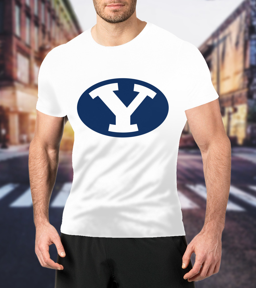 Brigham Young Cougars Y Logo Blue Oval T-Shirt