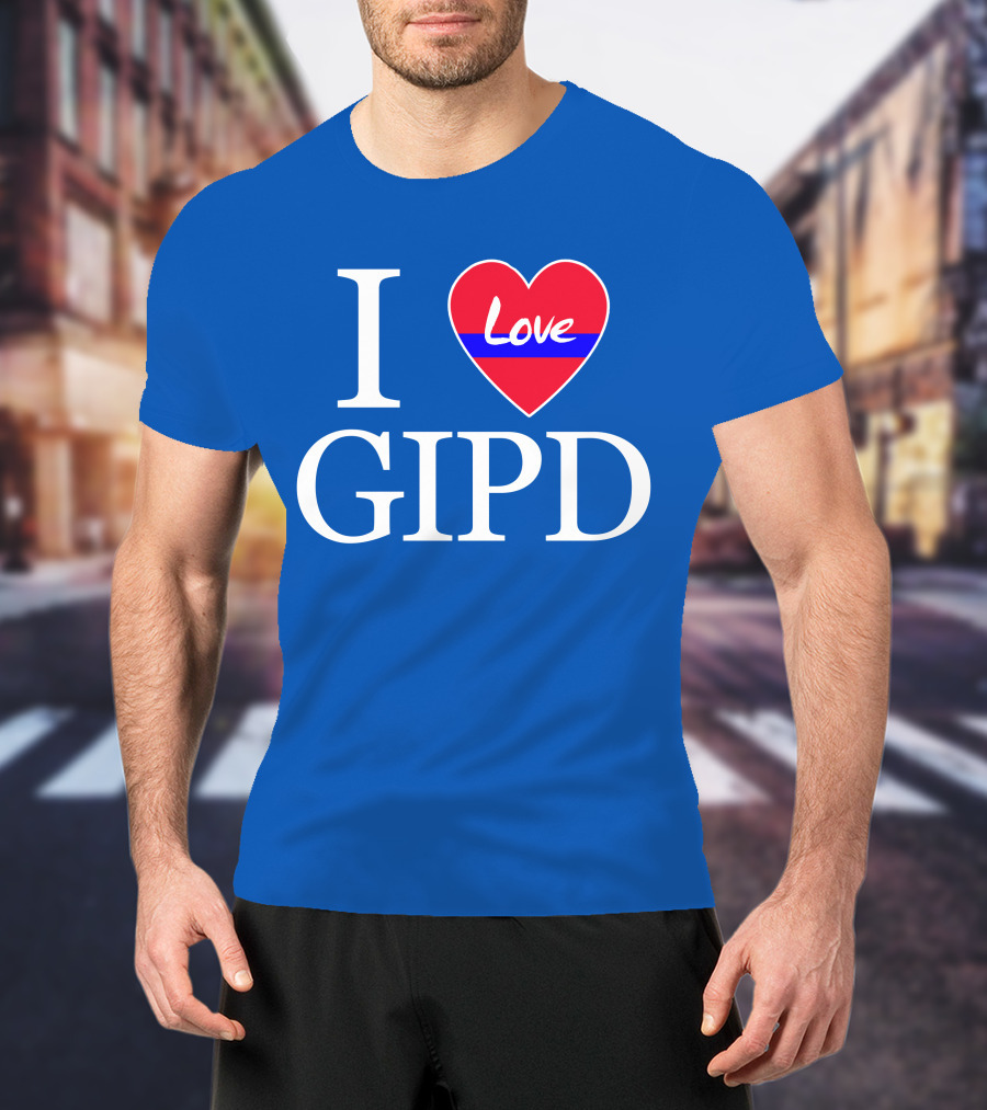 I Love GIPD Heart Symbol Blue Background T-Shirt
