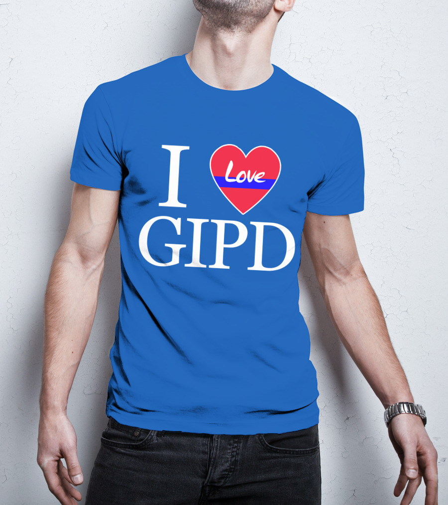 I Love GIPD Heart Symbol Blue Background T-Shirt