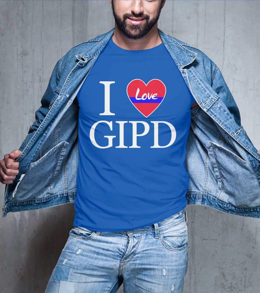I Love GIPD Heart Symbol Blue Background T-Shirt