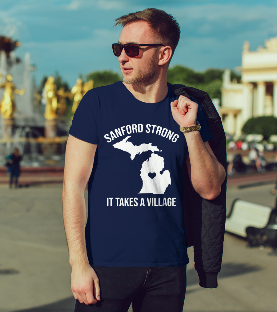 Sanford Strong It Takes A Village Michigan Map Heart T-Shirt