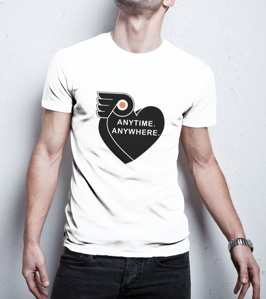 Philadelphia Flyers X Amberella Collaboration Anytime Anywhere Heart T-Shirt