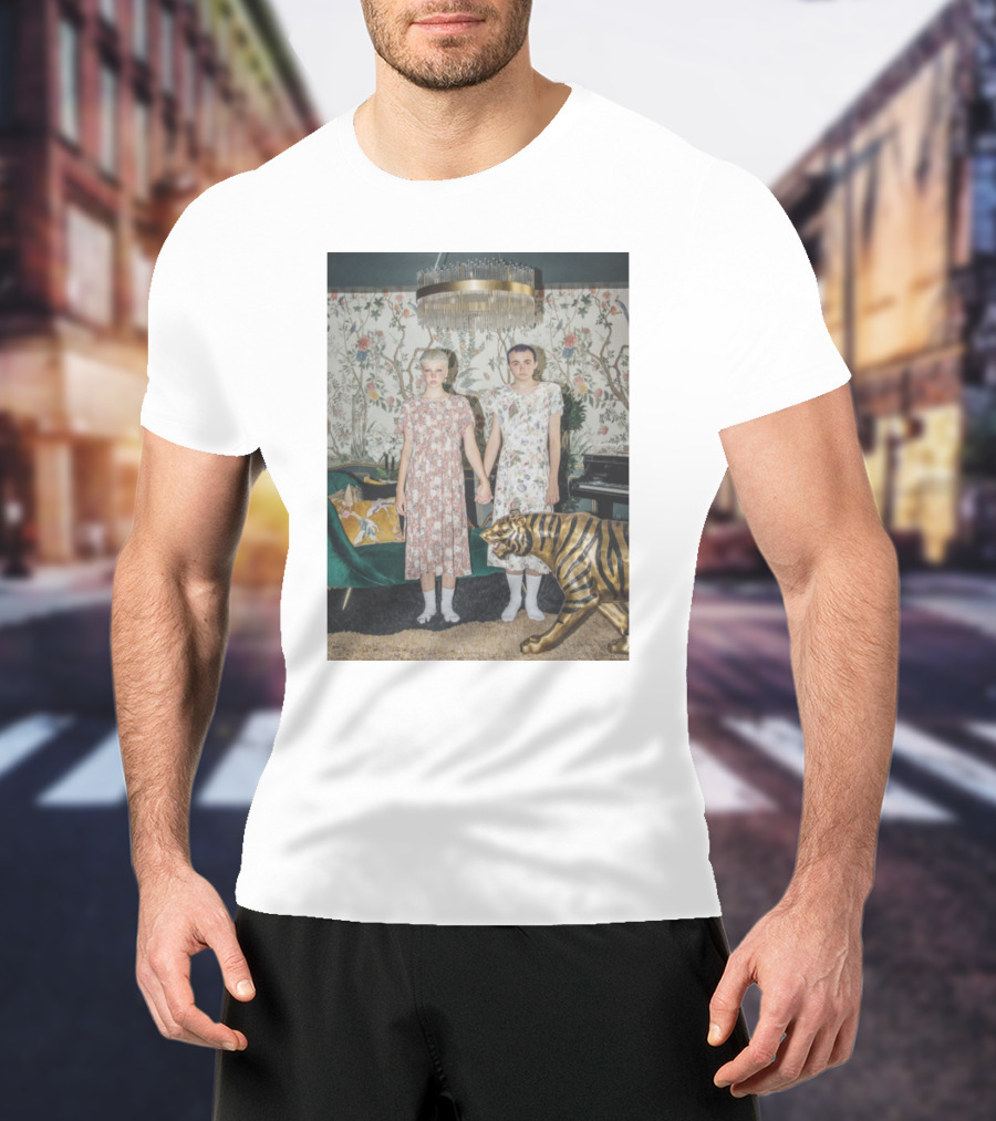 Emmy Lan And Emmy Hartman Hand Holding With Golden Tiger And Floral Wallpaper T-Shirt