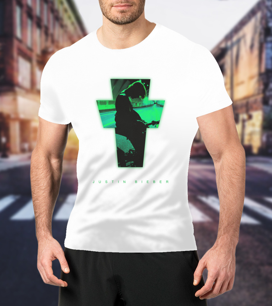 Justin Bieber Cross Silhouette Neon Green T-Shirt