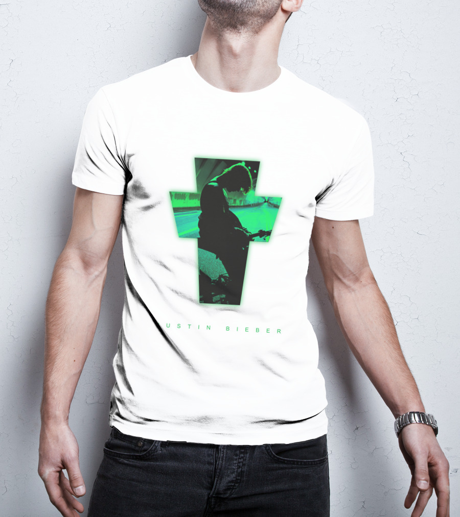 Justin Bieber Cross Silhouette Neon Green T-Shirt