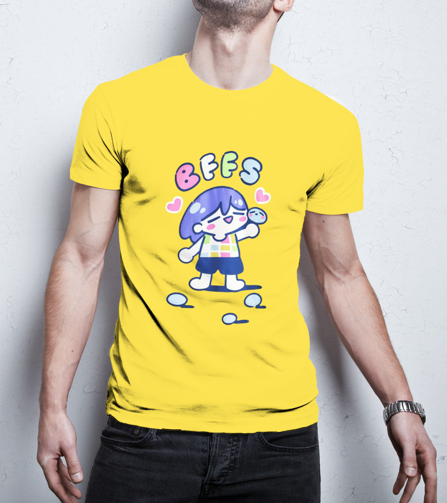 Omocat Omori Kel BFFS Purple Hair Colorful Hearts T-Shirt