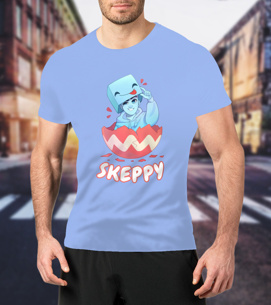 Skeppy Easter Merch Skeppy Egg Character In Red Cracked Shell T-Shirt
