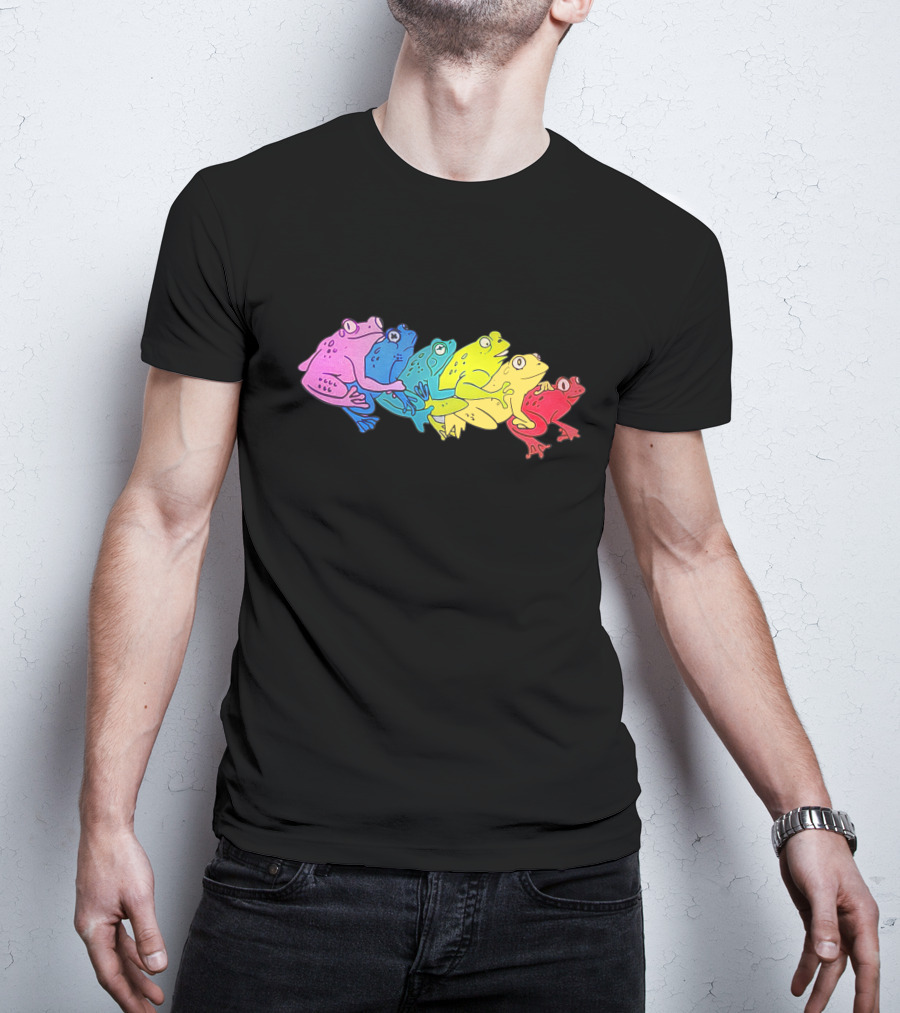 Internet Comment Etiquette Colorful Rainbow Frogs T-Shirt