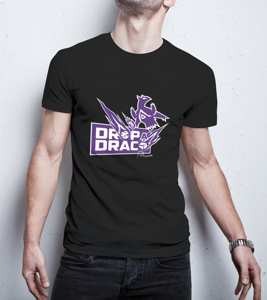Tempo Pokeaim DropaDraco Remaster Logo With Purple And White Dragon Elements T-Shirt