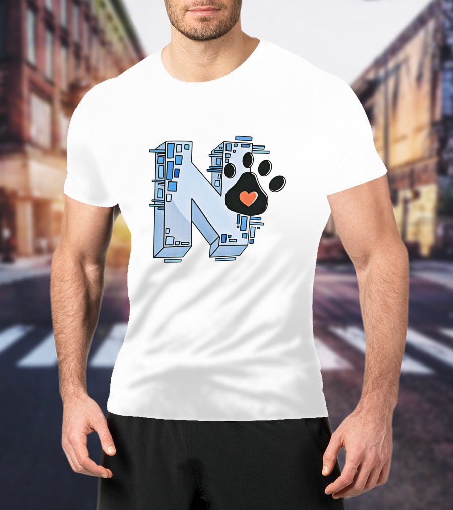 Noelle's Merch Store Initial N With Paw Print And Heart T-Shirt