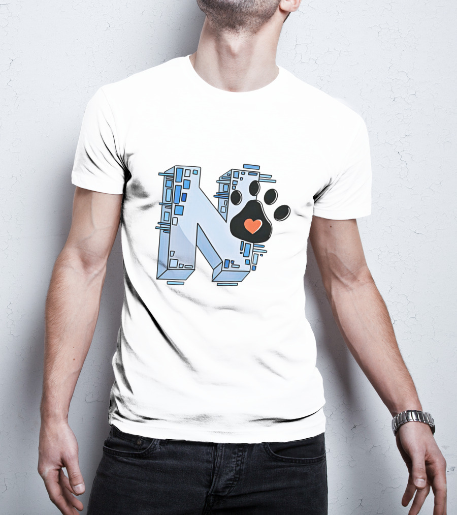 Noelle's Merch Store Initial N With Paw Print And Heart T-Shirt