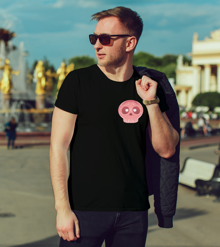 LukeIs Deaddd Pink Heart-Eyed Skull T-Shirt