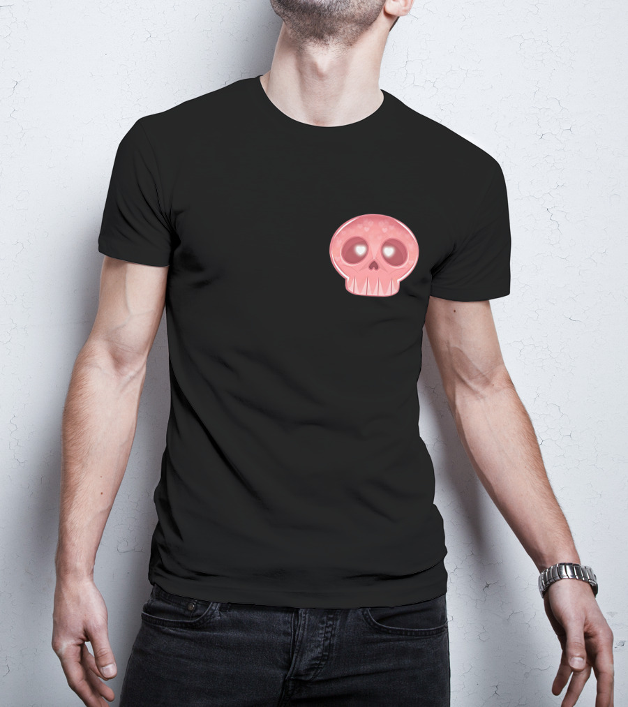 LukeIs Deaddd Pink Heart-Eyed Skull T-Shirt